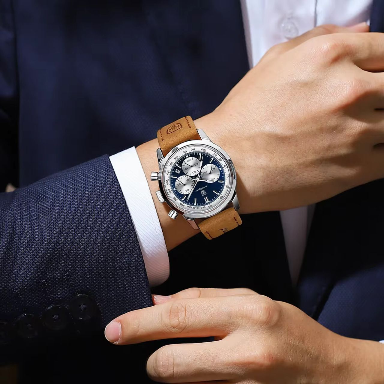 POEDAGAR 921 Montre Homme Quartz Lumineux Etanche Mode Décontractée