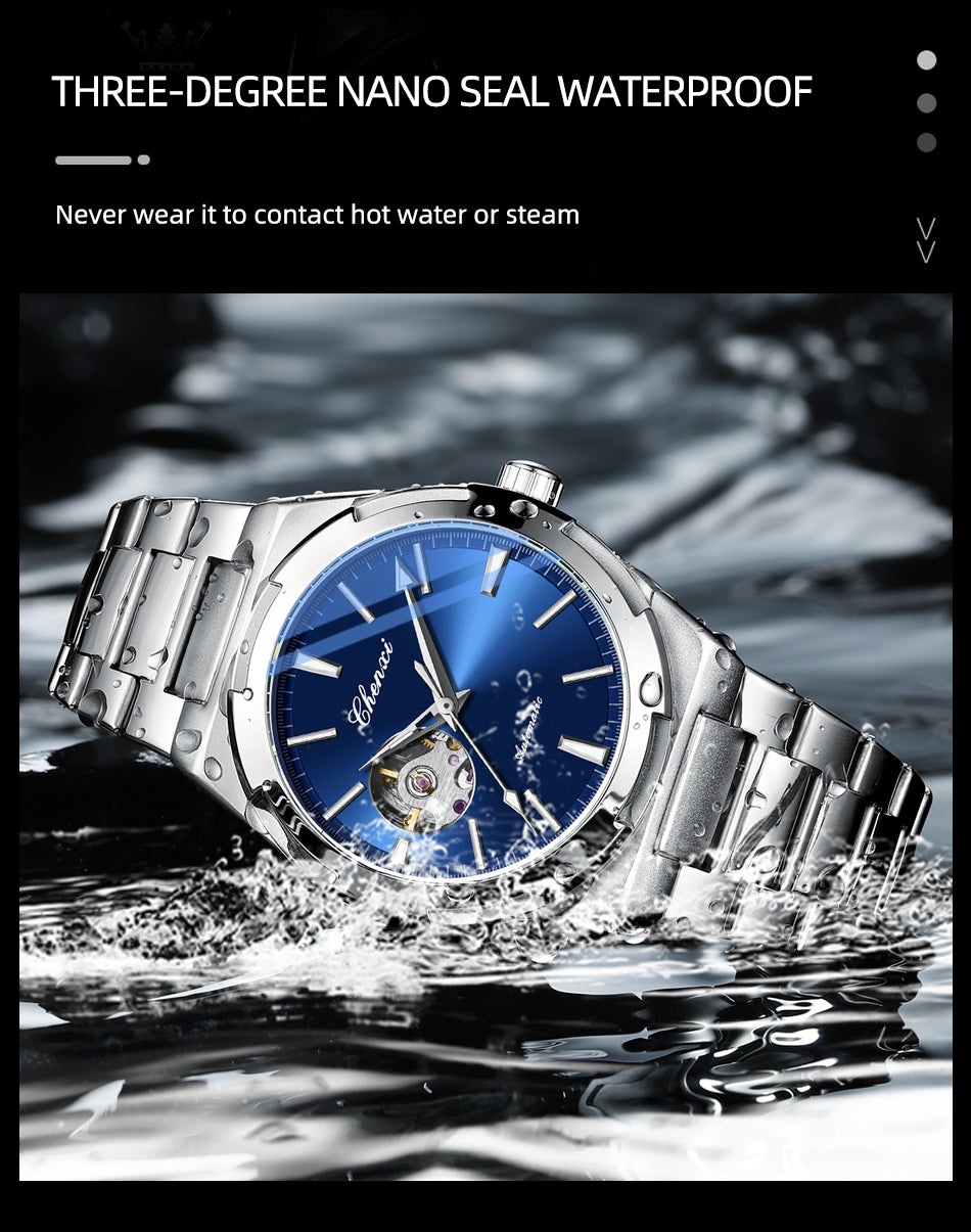 montres mécaniques de luxe pour hommes mouvement automatique squelette creux lumineux verre
