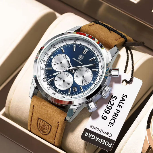 POEDAGAR 921 Montre Homme Quartz Lumineux Etanche Mode Décontractée