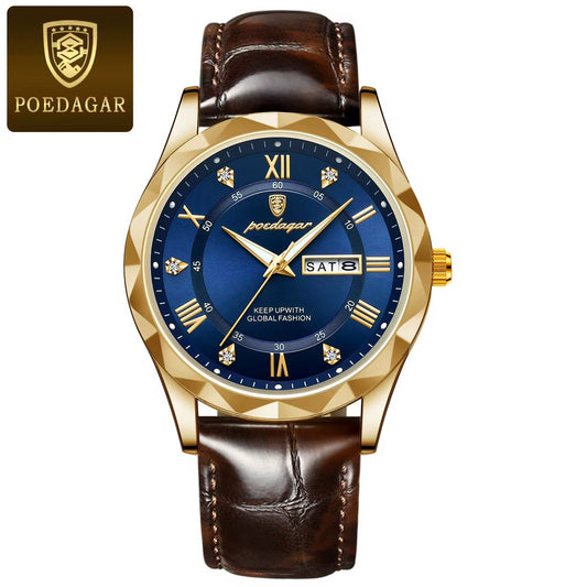 Montre en cuir classique Poedagar 621 pour hommes