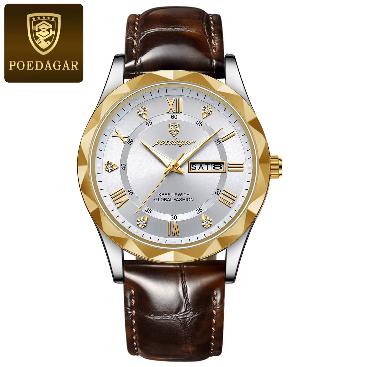 Montre en cuir classique Poedagar 621 pour hommes