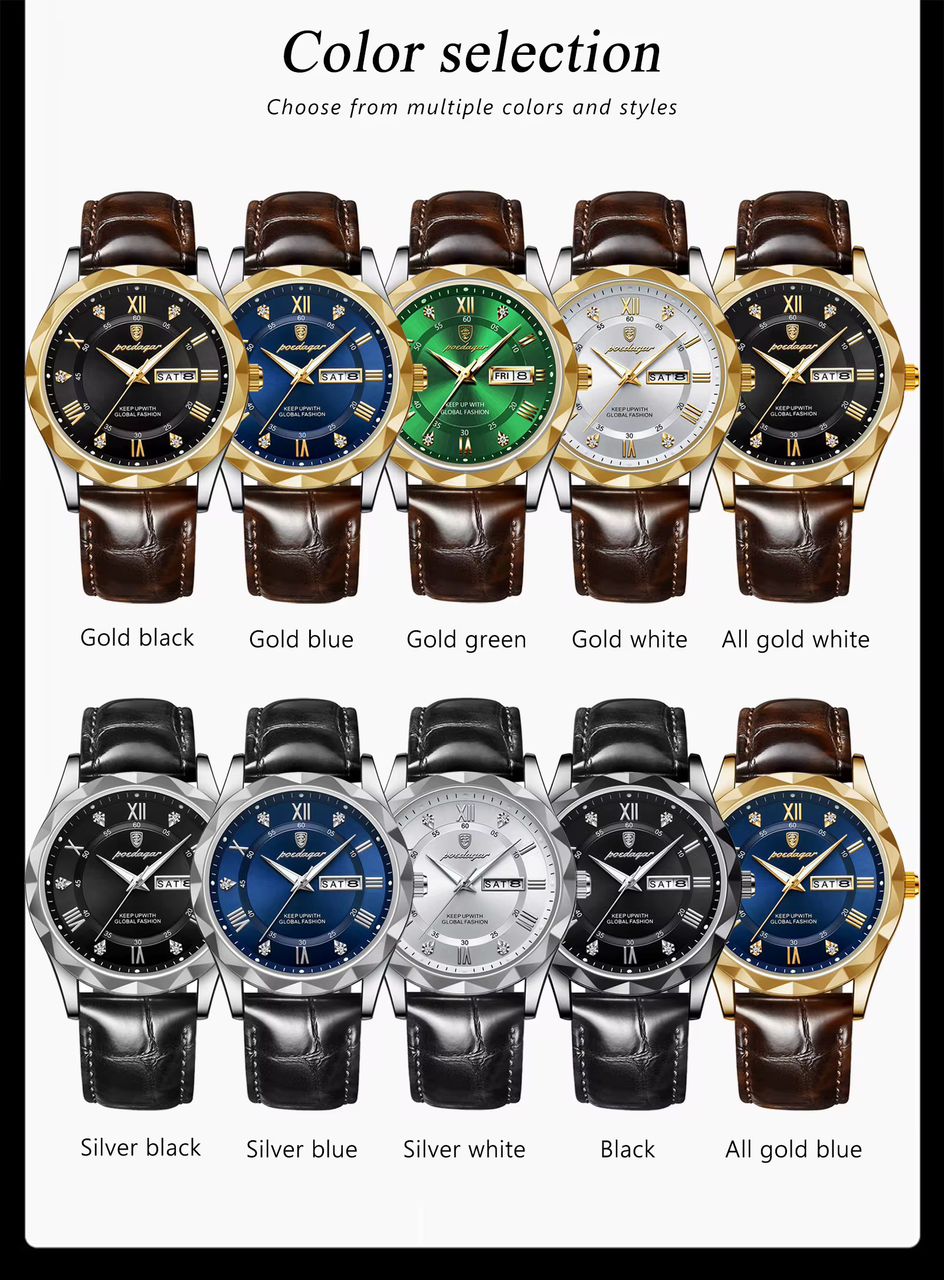Montre en cuir classique Poedagar 621 pour hommes